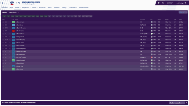 Teams to manage FM19