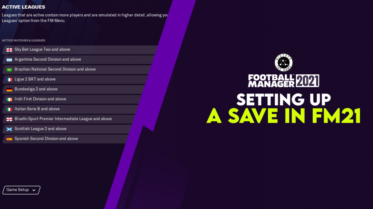 Setting up a save in FM21 - Dictate The Game